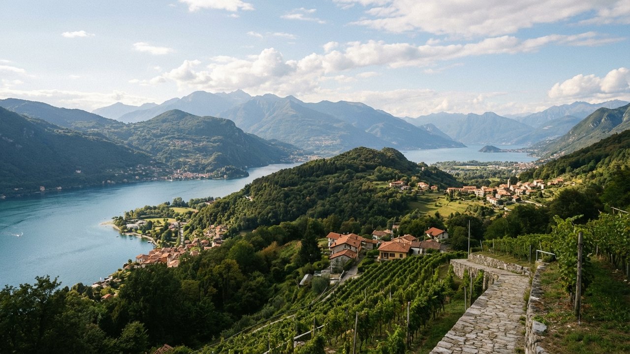 Vue panoramique du lac de Côme et du lac Majeur en Italie du Nord