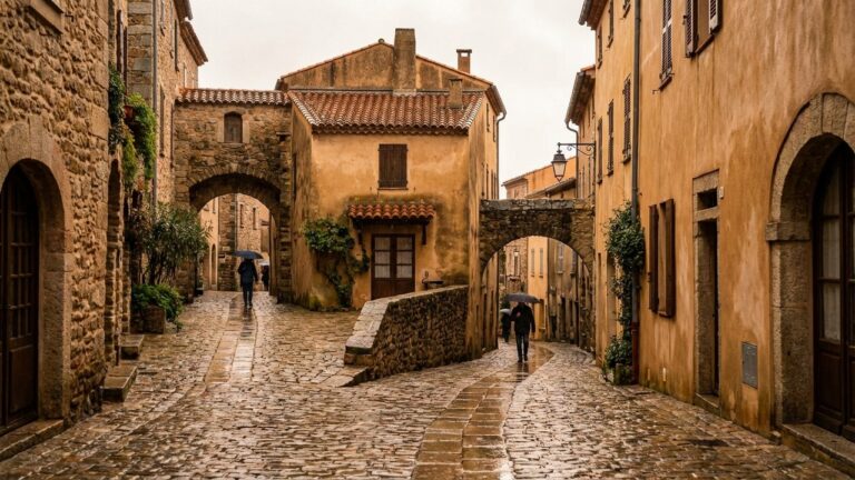 Vue de la citadelle génoise de Porto-Vecchio sous la pluie