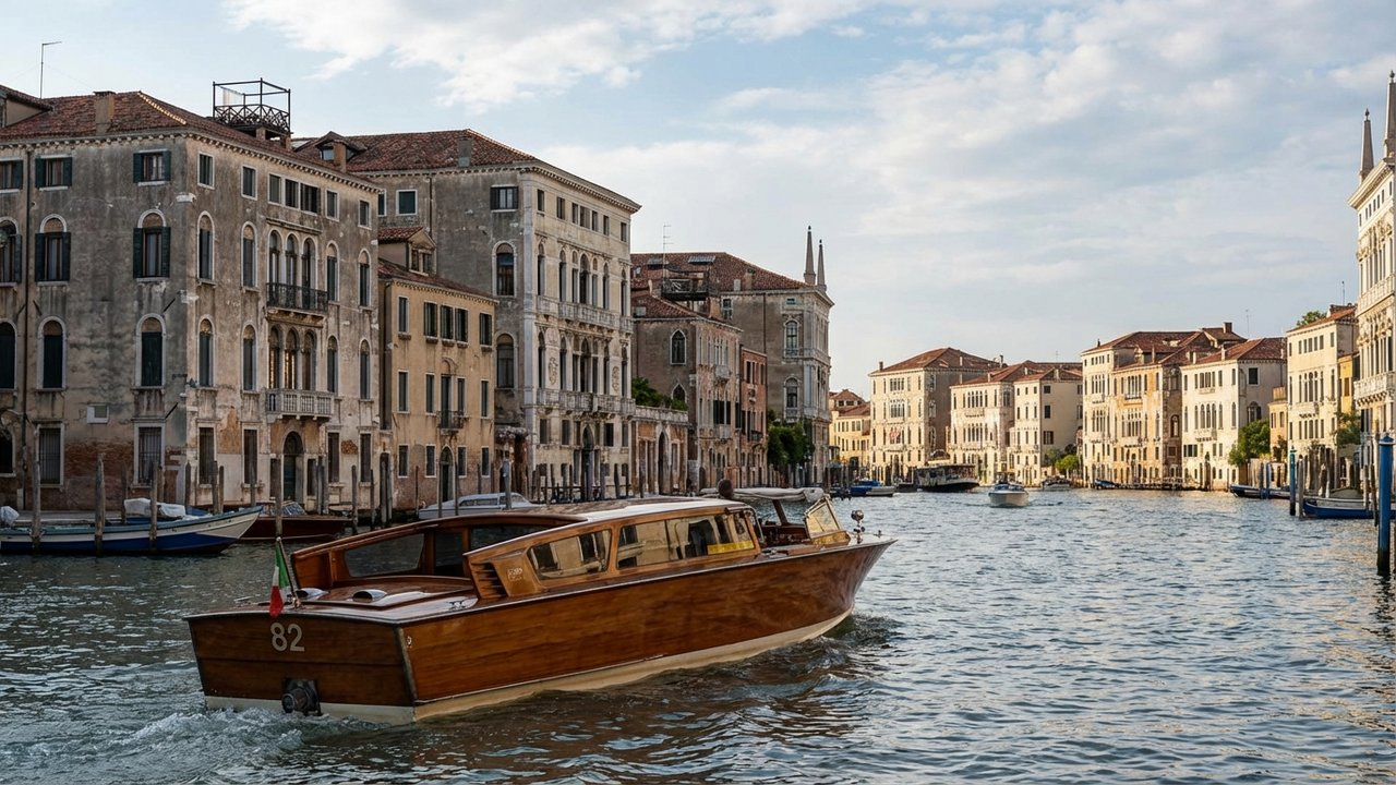 Vaporetto bateau-bus sur le Grand Canal de Venise