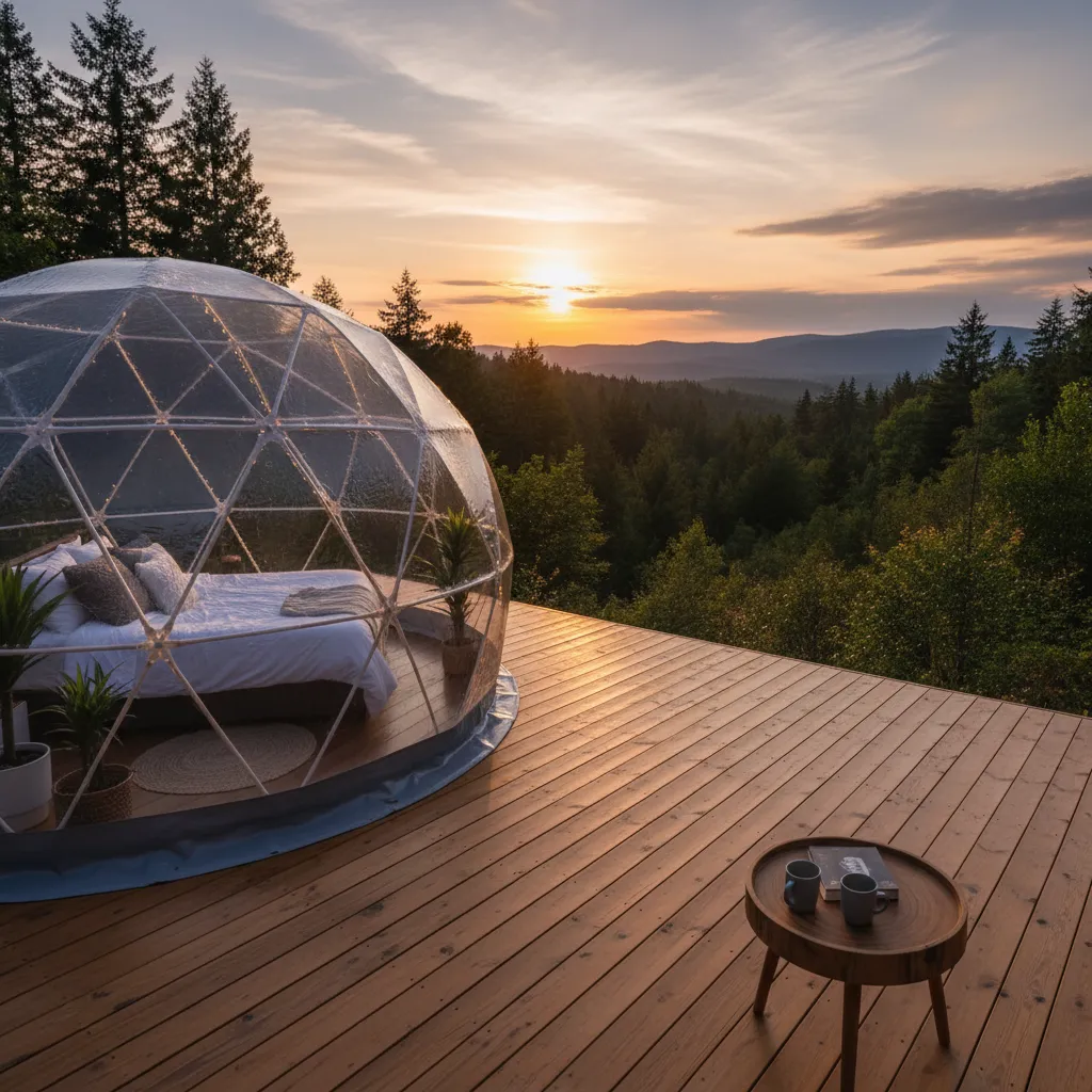 Hébergement bulle insolite avec vue sur la vallée ardéchoise