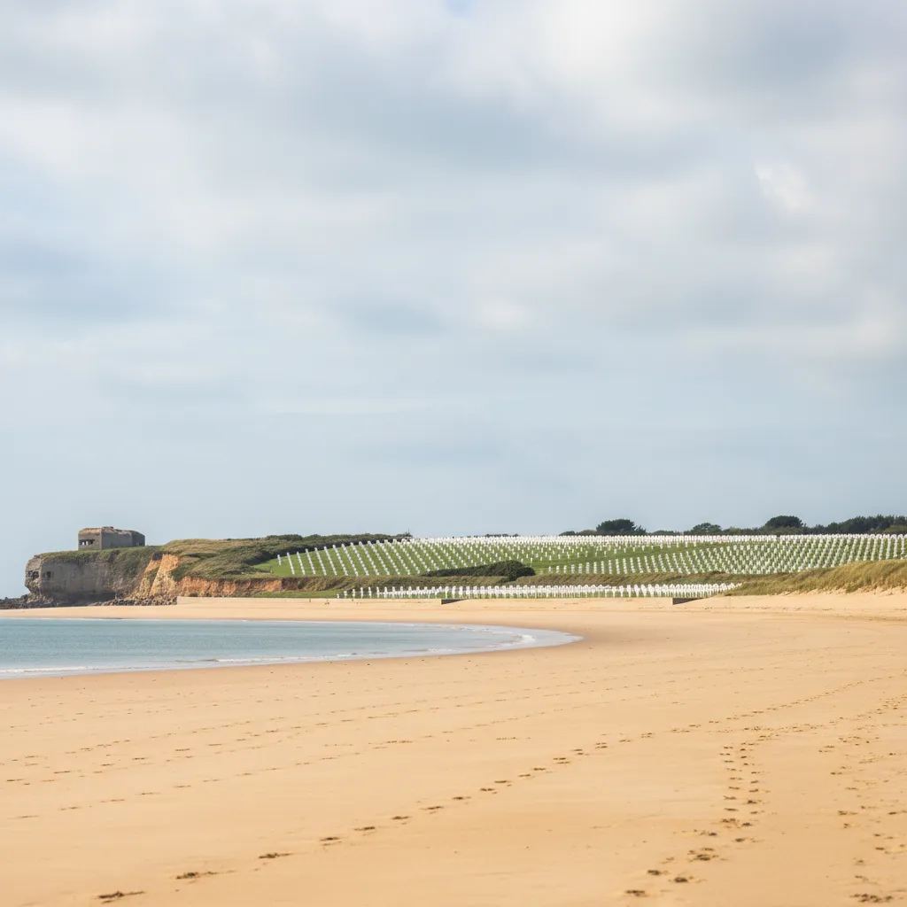 Cimetière américain surplombant Omaha Beach en Normandie