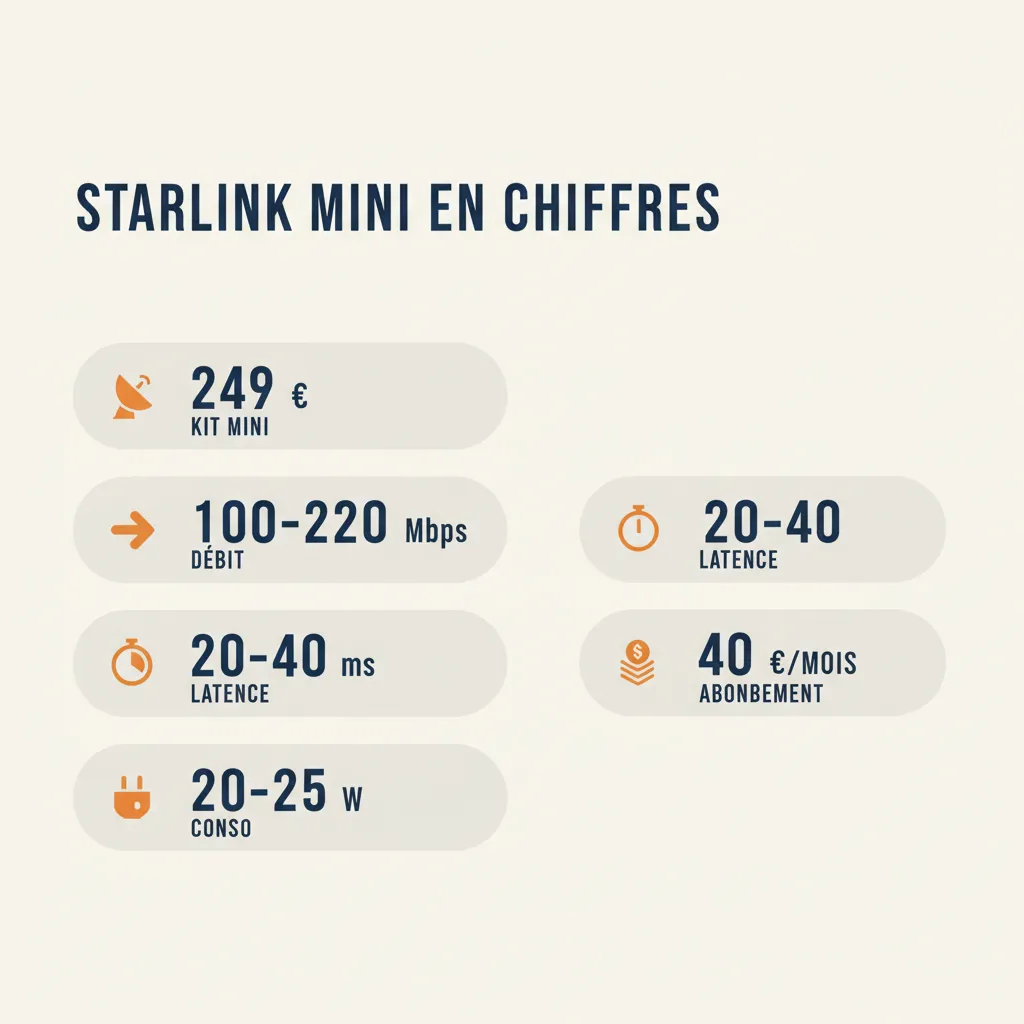 Infographie : Starlink Mini en chiffres pour camping-car