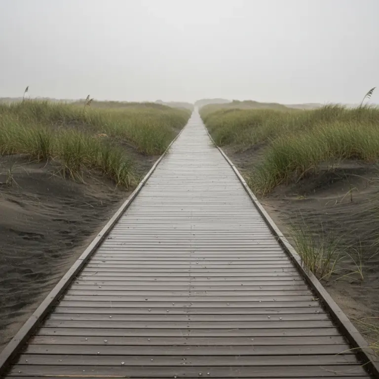 Quend-Plage sous la pluie avec ses dunes et la plage