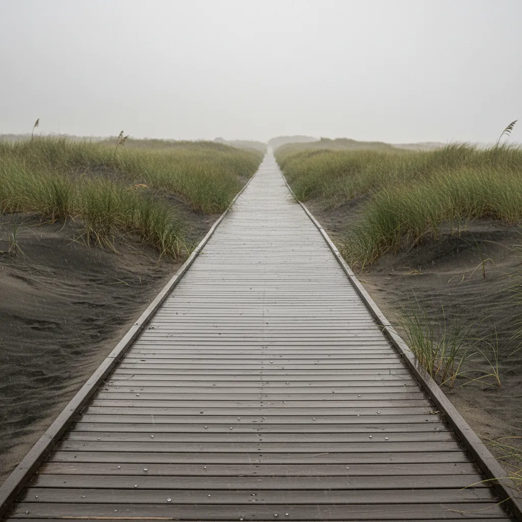 Quend-Plage sous la pluie avec ses dunes et la plage