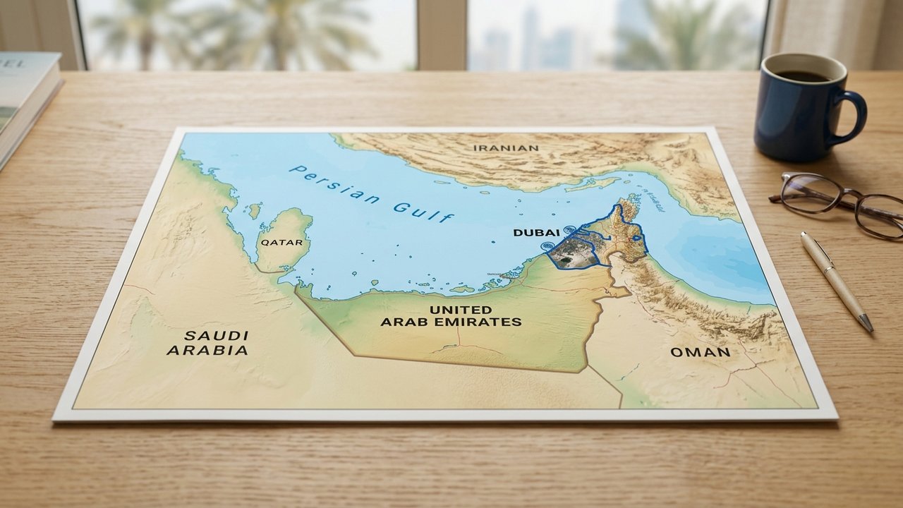 Carte géographique de Dubaï et des Émirats arabes unis