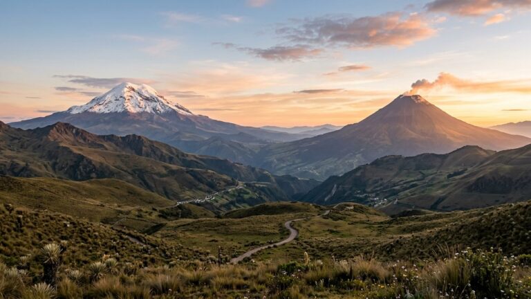 Paysage des Andes équatoriennes avec volcans enneigés
