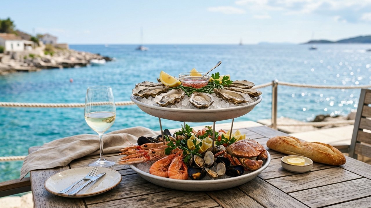 Plateau d'huîtres et fruits de mer à Royan face à la mer