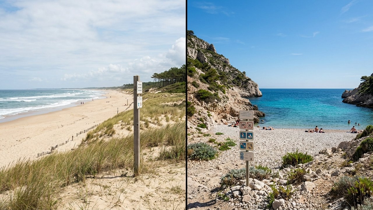 Comparaison des signalisations des plages naturistes françaises