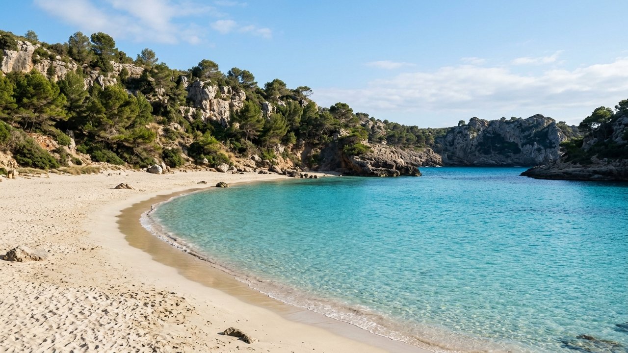 Belle plage de sable fin aux eaux turquoise du nord de Majorque