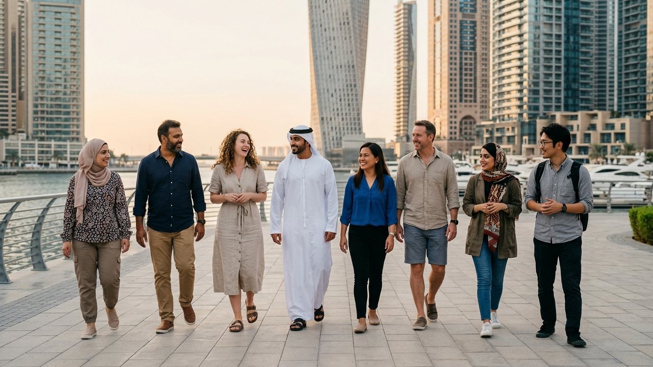 Habitants de Dubaï représentant la diversité internationale des résidents