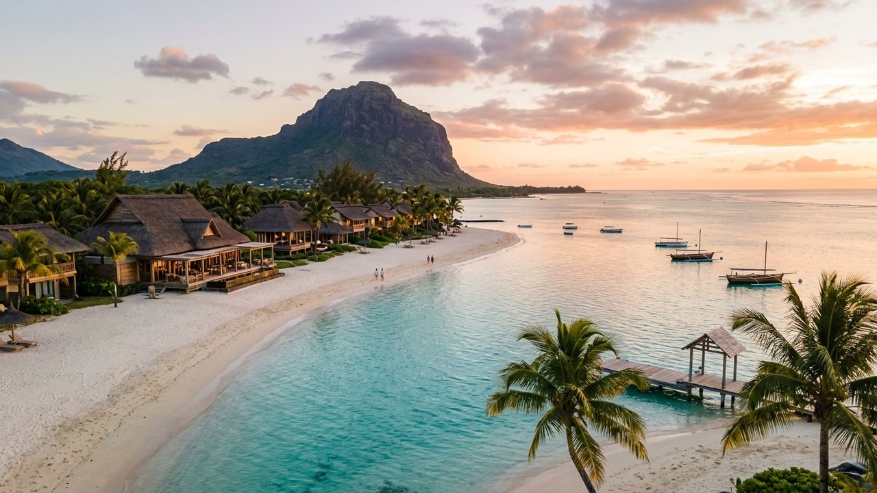 Resort balnéaire face à un lagon turquoise à l'île Maurice